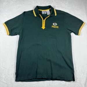Vintage 90s Game Day NFL GREEN BAY PACKERS Zip Up Short Sleeve Polo Shirt Medium